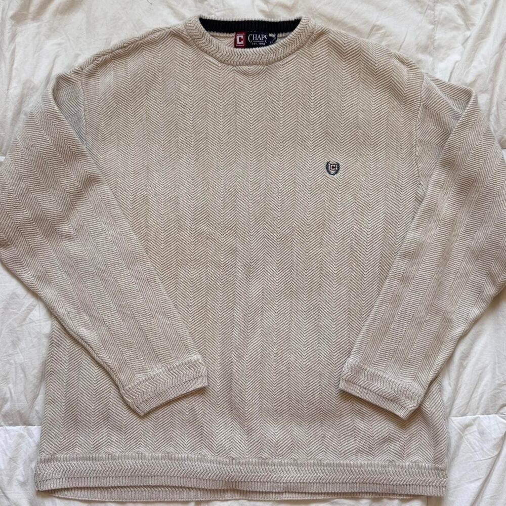 Vintage 90s knit sweater chaps sz XXL crewneck cotton casual fisherman‎ skater